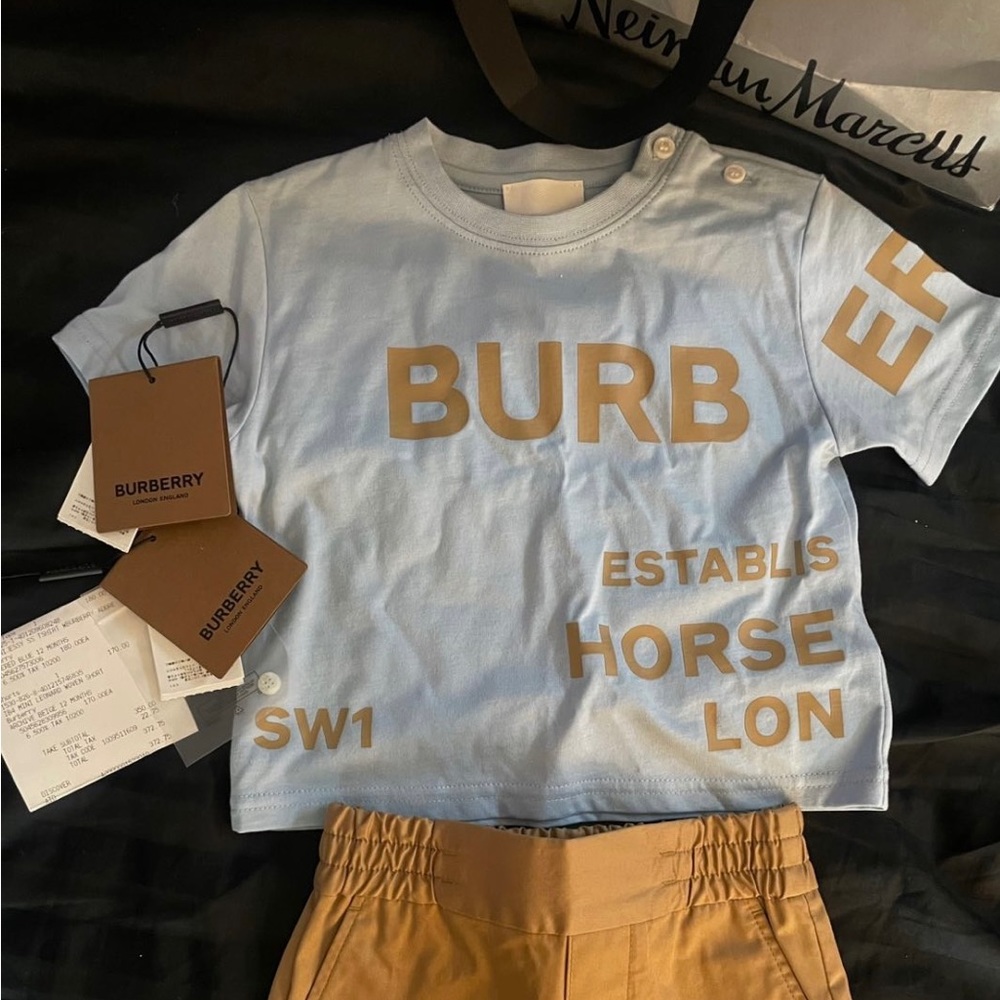 Burberry baby outfit (shirt and shorts)